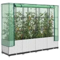 Hochbeet mit Gewächshaus-Aufsatz Rattan-Optik 160x40x138 cm, Weißer PP Pflanzkasten für Gartenbeet, robuste Hochbeete für Blumenbeet & Gartenbox zum Pflanzen Anbau & Schutz - Thumbnail 1