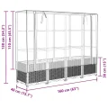 Hochbeet Rattanoptik Blaugrau, 160x40x138 cm, mit Eisenrohrrahmen und wasserfester PE-Gewächshausabdeckung, für Garten, Terrasse, Balkon, schützt Pflanzen, Gemüse, Kräuter - Thumbnail 9