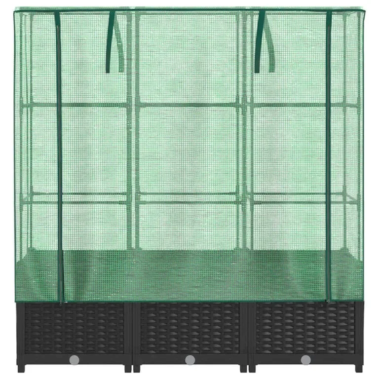 Hochbeet mit Gewächshaus-Aufsatz in Rattan-Optik, 120x40x138 cm, Stabiler Rahmen für Garten, Balkon und Terrasse, schützt Pflanzen effektiv – Bild 4
