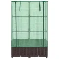 Hochbeet mit Gewächshaus-Aufsatz, Rattan-Optik braun, 80x40x138 cm, Stabiler Pflanzenkübel für Garten, Balkon, Terrasse, Robustes Frühbeet mit Eisenrahmen, für Gemüse und Blumen - Thumbnail 4