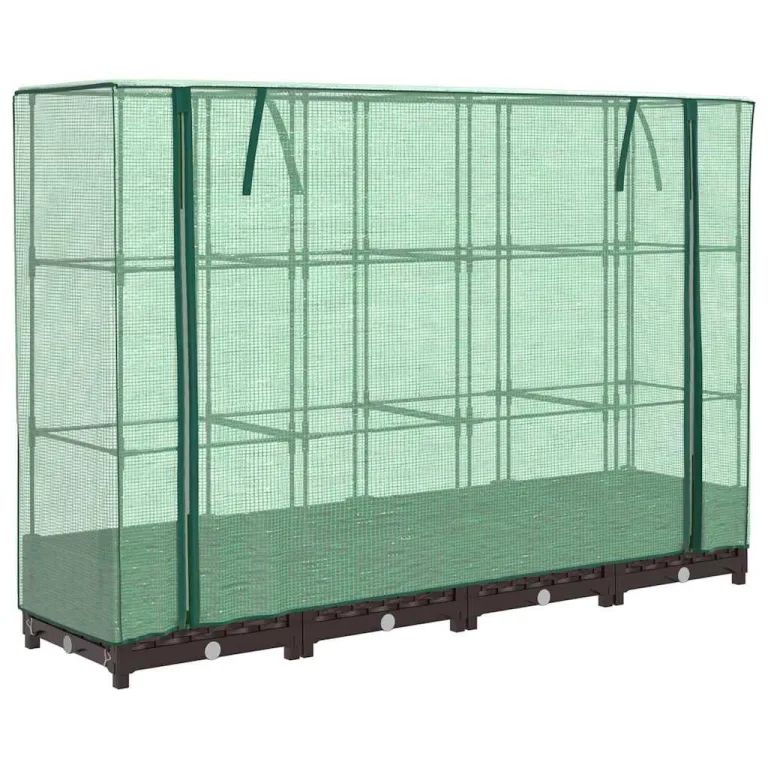 Hochbeet mit Gewächshaus-Aufsatz, Rattan-Optik, aus robustem PP und Eisenrahmen, 160x40x123 cm, Stabiler Pflanzkasten Outdoor für Pflanzen, Gemüse, Kräuter, Blumen – Bild 2