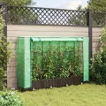 Hochbeet mit Gewächshaus-Aufsatz, Rattan-Optik, aus robustem PP und Eisenrahmen, 160x40x123 cm, Stabiler Pflanzkasten Outdoor für Pflanzen, Gemüse, Kräuter, Blumen - Thumbnail 3