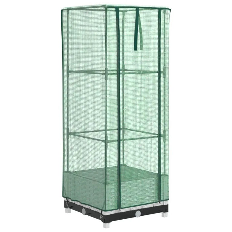 Hochbeet mit Gewächshaus-Aufsatz, Rattan-Optik Weiß, 40x40x123 cm, Stabiler Eisenrahmen für Garten, Balkon, Gemüse, Kräuter & Blumen – Bild 2