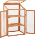 Tidyard Holz-Gewächshaus 60x45x100 cm für Kräuter & Blumen - Stabile PC-Platten & Tannenholzkonstruktion, 2 Regale, Schutz vor Kälte, Montage erforderlich - Thumbnail 2