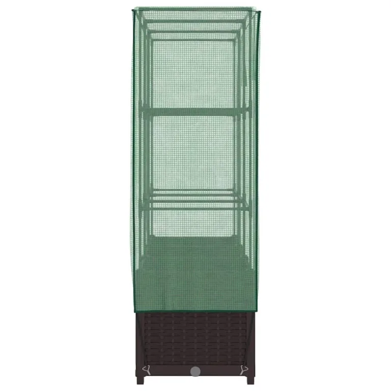 Hochbeet Gewächshaus-Aufsatz, Rattan-Optik Braun, 120x40x138 cm, Stabiler Pflanzkasten Outdoor für Gartenbeete, vielseitiger Gartenkasten, Hochbeete & Blumenbeet – Bild 5