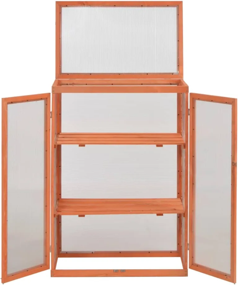 Gecheer Holz Gewächshaus, 2 Regale, 75x47x109 cm, für Garten und Kräuterzucht – Bild 4