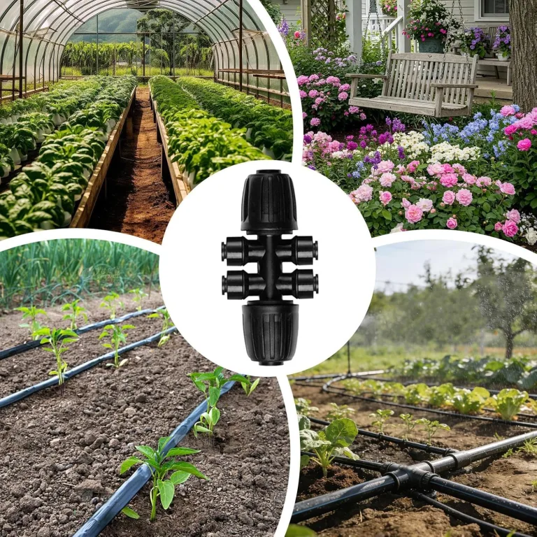 Bewässerungsanschlüsse,6-Wege Tropfleitung Teiler und Zubehör - Adapter für die Gartenbewässerung - für Garten und Gewächshaus im Außenbereich – Bild 3