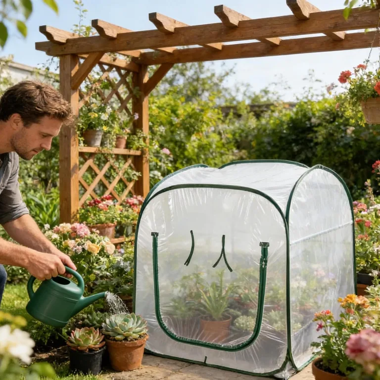 Gewächshäuser Für Den Außenbereich | Klappbares Tomatenhaus Mit Klarer PVC Abdeckung | Kleines Gewächshaus Im Außenbereich - Für Blumentopf Garten Balkon Terrasse Kälte Frost Schutz – Bild 3