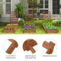 HOMASIS Blumenkasten mit Rankgitter, Hochbeet mit Spalier, Pflanzenkasten Holz, Blumenbeet mit Rankhilfer, Gartenspalier für Kletterpflanzen, Rankkasten für Balkon Garten (Braun, 235x63x102cm) - Thumbnail 7