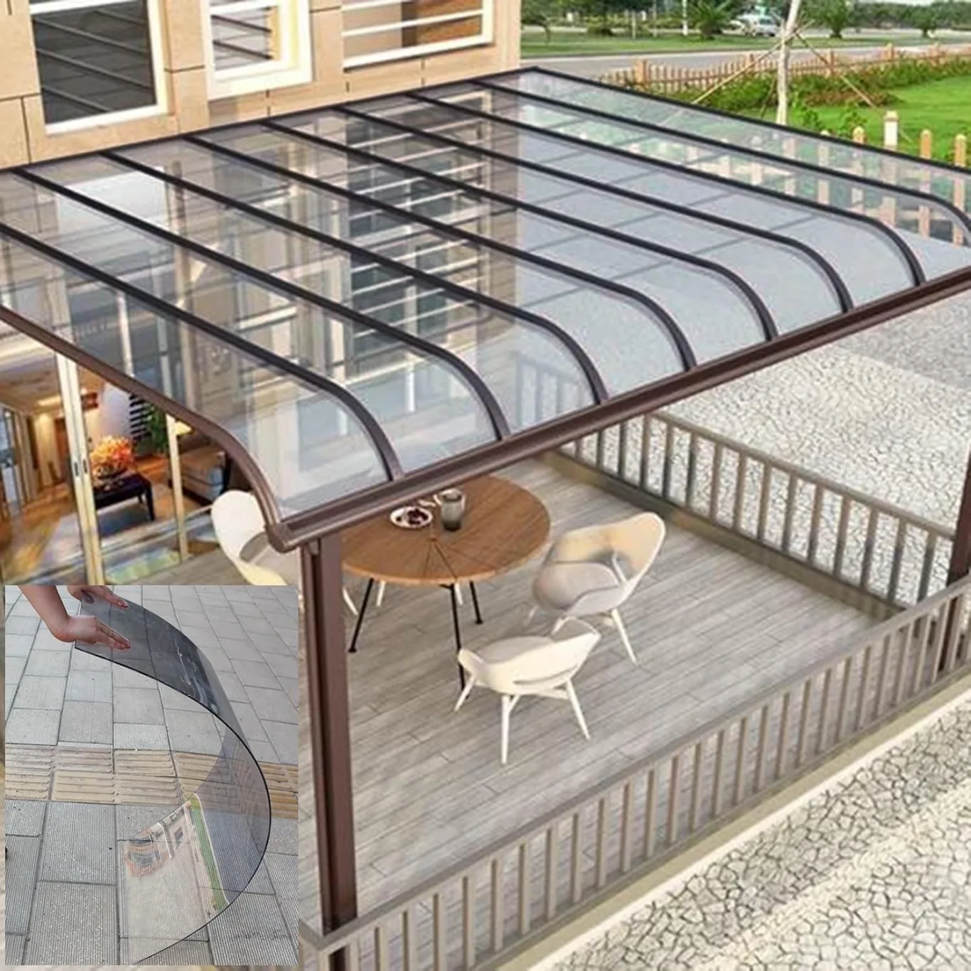 Polycarbonatplatten Gewächshaus Platten 2MM wasserdichte Und Uv-Beständige Kunststoff-Tageslichtplatten, Ersatzplatten for Gewächshaus Vordächer Garten Pergolen(Gray,1.5x4m/5x13.1ft) - Bild 1
