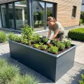 Metzler Hochbeet für den Garten – Stahl in Anthrazit | Mit integriertem Schneckenschutz | Witterungsbeständiges Metall-Gartenbeet, Pflanzenbeet, Gemüse- & Blumenhochbeet | 206 x 106 x 77 cm - Thumbnail 4