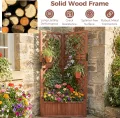 HOMASIS Blumenkasten mit Rankgitter, 140cm Hochbeet Holz, Eck Pflanzkasten mit Spalier & Drainageloch, Gartenspalier für Kletterpflanzen, Pflanzkübel mit Rankhilfe für Balkon Garten Terrasse (Braun) - Thumbnail 9