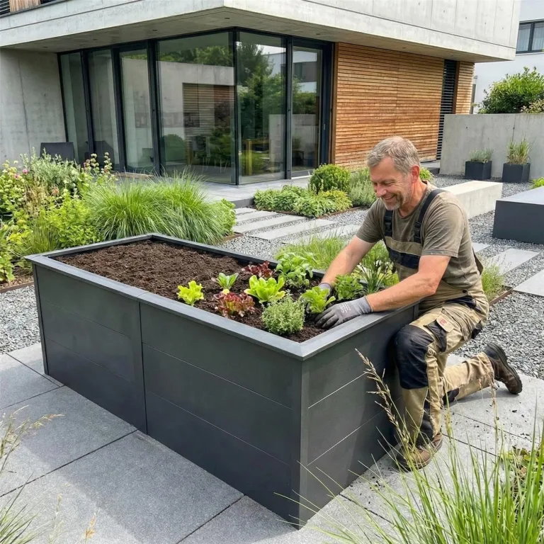 Metzler Hochbeet für den Garten – Stahl in Eisenglimmer (DB 703) | Mit integriertem Schneckenschutz | Witterungsbeständiges Metall-Gartenbeet, Pflanzenbeet, Gemüse- & Blumenhochbeet | 206 x106 x 77 cm – Bild 7