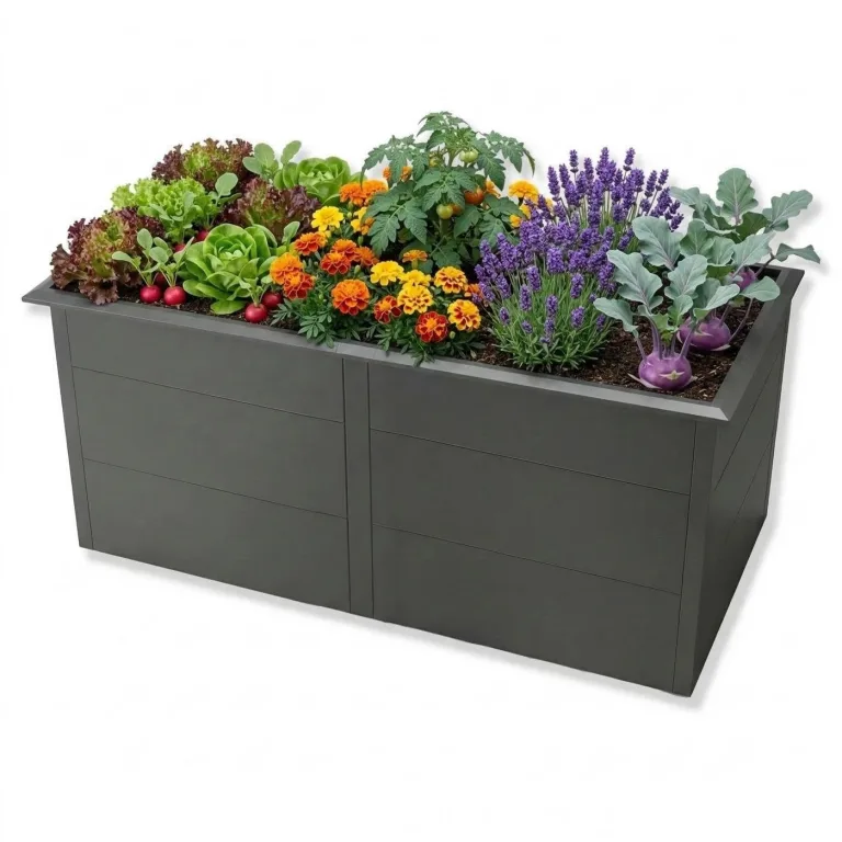 Metzler Hochbeet für den Garten – Stahl in Eisenglimmer (DB 703) | Mit integriertem Schneckenschutz | Witterungsbeständiges Metall-Gartenbeet, Pflanzenbeet, Gemüse- & Blumenhochbeet | 206 x106 x 77 cm – Bild 1