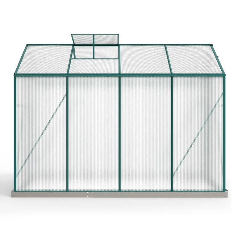 Gewächshaus Aluminium mit Fundament, 4,75 m² - 190 × 253cm, Gartengewächshäuser mit Dachfenster & Schiebetür für Gemüse & Toma, Gewächshaus Groß mit UV-beständigen Polycarbonatplatten – Bild 9
