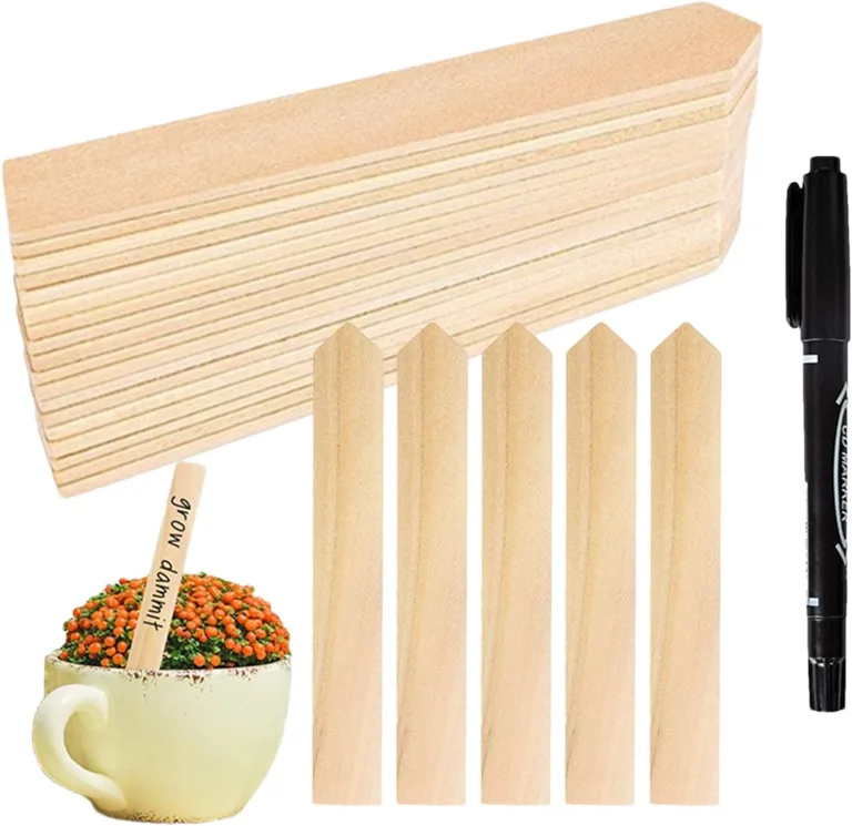Pflanzenetiketten | 50 Stück aus Holz wasserdicht – mit Stift Etiketten für den Garten | für Gewächshaus im Innen- und Außenbereich Saatgut Anzucht von Topfpflanzen Bäume