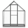 HUAKEHOM Gewächshaus mit Fundamentrahmen Pflanzenhaus mit Dachrinnensystem Flügeltür Treibhaus für Pflanzen Frühbeet Anthrazit 169x58x202 cm Alu - Thumbnail 3