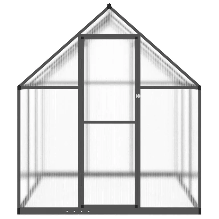HUAKEHOM Gewächshaus mit Fundamentrahmen Pflanzenhaus mit Dachrinnensystem Flügeltür Treibhaus für Pflanzen Frühbeet Anthrazit 169x169x195 cm Alu – Bild 3