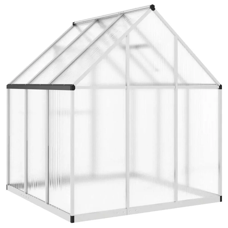 HUAKEHOM Gewächshaus mit Fundamentrahmen Pflanzenhaus mit Dachrinnensystem Flügeltür Treibhaus für Pflanzen Frühbeet Silbern 169x169x195 cm Alu – Bild 5