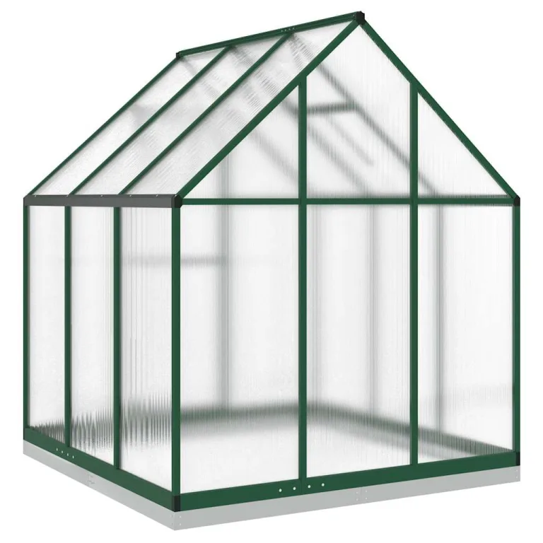 HUAKEHOM Gewächshaus mit Fundamentrahmen Pflanzenhaus mit Dachrinnensystem Flügeltür Treibhaus für Pflanzen Frühbeet Grün 169x169x202 cm Aluminimum – Bild 5