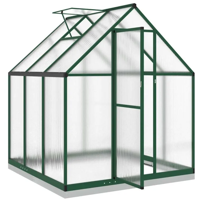 HUAKEHOM Gewächshaus mit Fundamentrahmen Pflanzenhaus mit Dachrinnensystem Flügeltür Treibhaus für Pflanzen Frühbeet Grün 169x169x202 cm Aluminimum – Bild 6