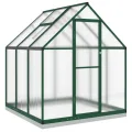 HUAKEHOM Gewächshaus mit Fundamentrahmen Pflanzenhaus mit Dachrinnensystem Flügeltür Treibhaus für Pflanzen Frühbeet Grün 169x169x202 cm Aluminimum - Thumbnail 2