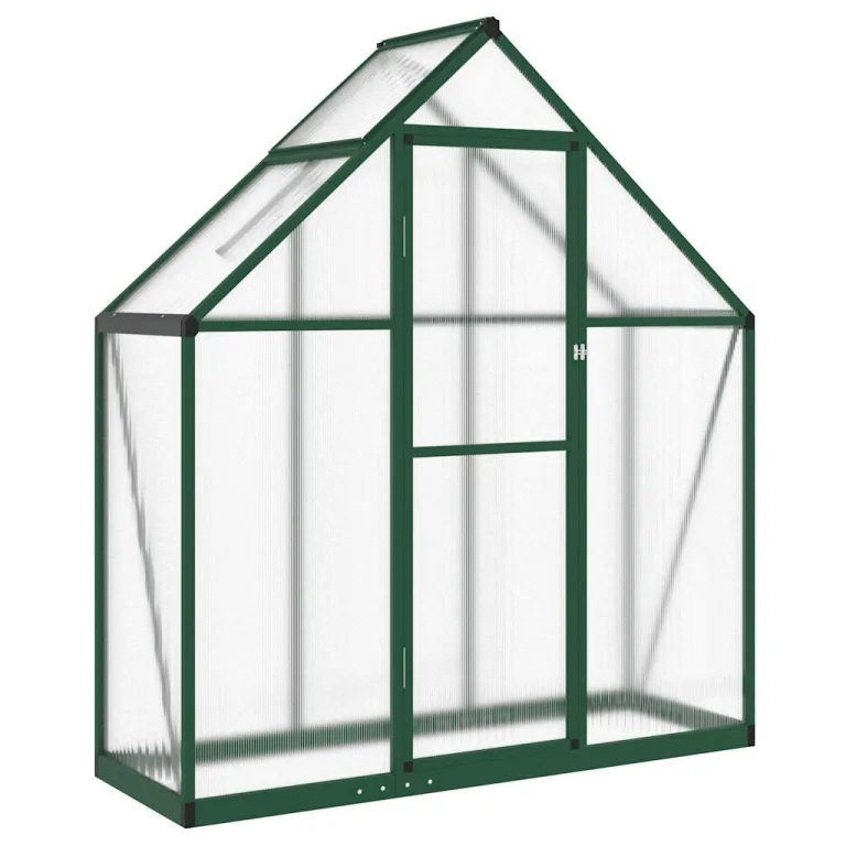 HUAKEHOM Gewächshaus mit Fundamentrahmen Pflanzenhaus mit Dachrinnensystem Flügeltür Treibhaus für Pflanzen Frühbeet Grün 169x58x195 cm Aluminimum – Bild 2