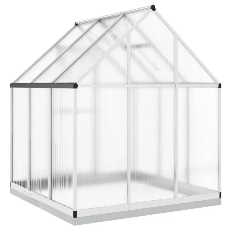 HUAKEHOM Gewächshaus mit Fundamentrahmen Pflanzenhaus mit Dachrinnensystem Flügeltür Treibhaus für Pflanzen Frühbeet Silbern 169x169x202 Aluminimum – Bild 5