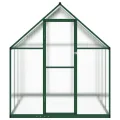 HUAKEHOM Gewächshaus mit Fundamentrahmen Pflanzenhaus mit Dachrinnensystem Flügeltür Treibhaus für Pflanzen Frühbeet Grün 224x169x195 cm Aluminimum - Thumbnail 3
