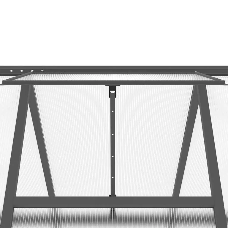 HUAKEHOM Gewächshaus mit Fundamentrahmen Pflanzenhaus mit Dachrinnensystem Flügeltür Treibhaus für Pflanzen Frühbeet Anthrazit 224x169x195 cm Alu – Bild 9