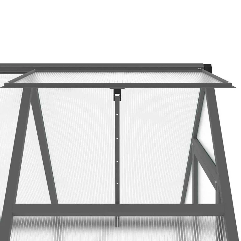 HUAKEHOM Gewächshaus mit Fundamentrahmen Pflanzenhaus mit Dachrinnensystem Flügeltür Treibhaus für Pflanzen Frühbeet Anthrazit 169x114x195 cm Alu – Bild 9