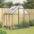 HUAKEHOM Gewächshaus mit Fundamentrahmen Pflanzenhaus mit Dachrinnensystem Flügeltür Treibhaus für Pflanzen Frühbeet Anthrazit 169x169x202 cm Alu - Thumbnail 1