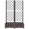 WGYHOME Pflanzkübel mit Rankgitter Braun 80x40x121,5 cm PP Hochbeet für Gemüse extra groß Gemüsebeet Pflanzkübel Frühbeet Gartenbeet Pflanzkübel Blumenkasten für Garten Balkon und Terrasse - Thumbnail 3