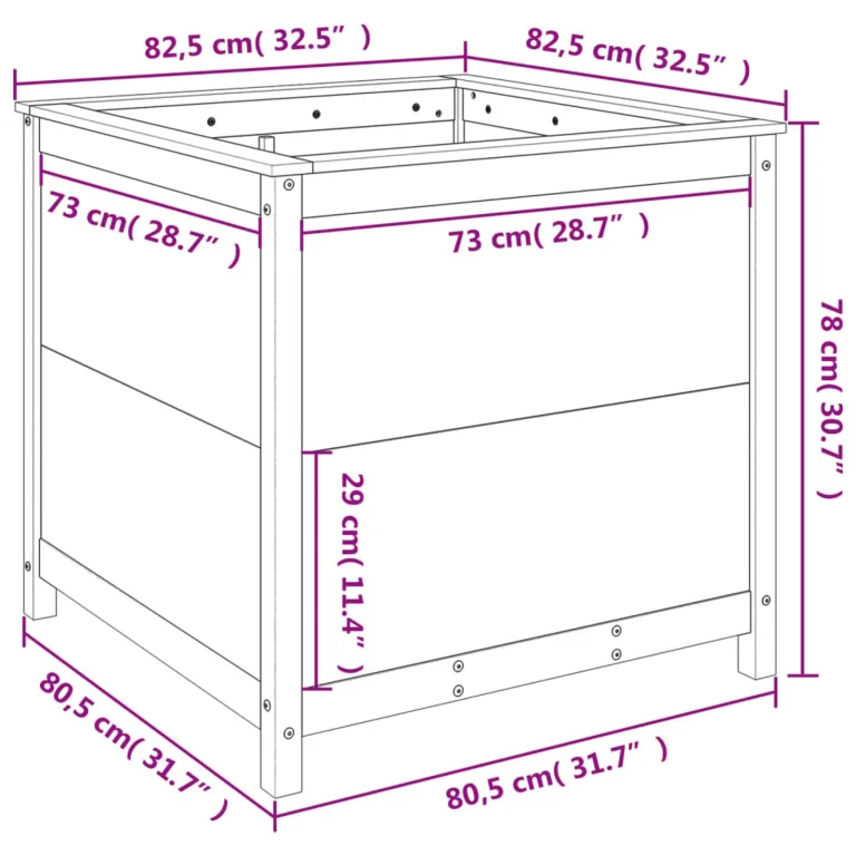 WGYHOME Pflanzkübel Weiß 82,5x82,5x78 cm Massivholz Kiefer Hochbeet für Gemüse extra groß Gemüsebeet Pflanzkübel Frühbeet Gartenbeet Pflanzkübel Blumenkasten für Garten Balkon und Terrasse – Bild 7