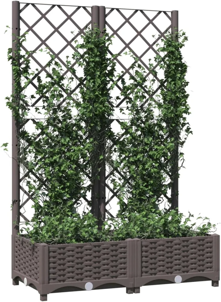 WGYHOME Pflanzkübel mit Rankgitter Braun 40x40x121,5 cm PP Hochbeet für Gemüse extra groß Gemüsebeet Pflanzkübel Frühbeet Gartenbeet Pflanzkübel Blumenkasten für Garten Balkon und Terrasse – Bild 8