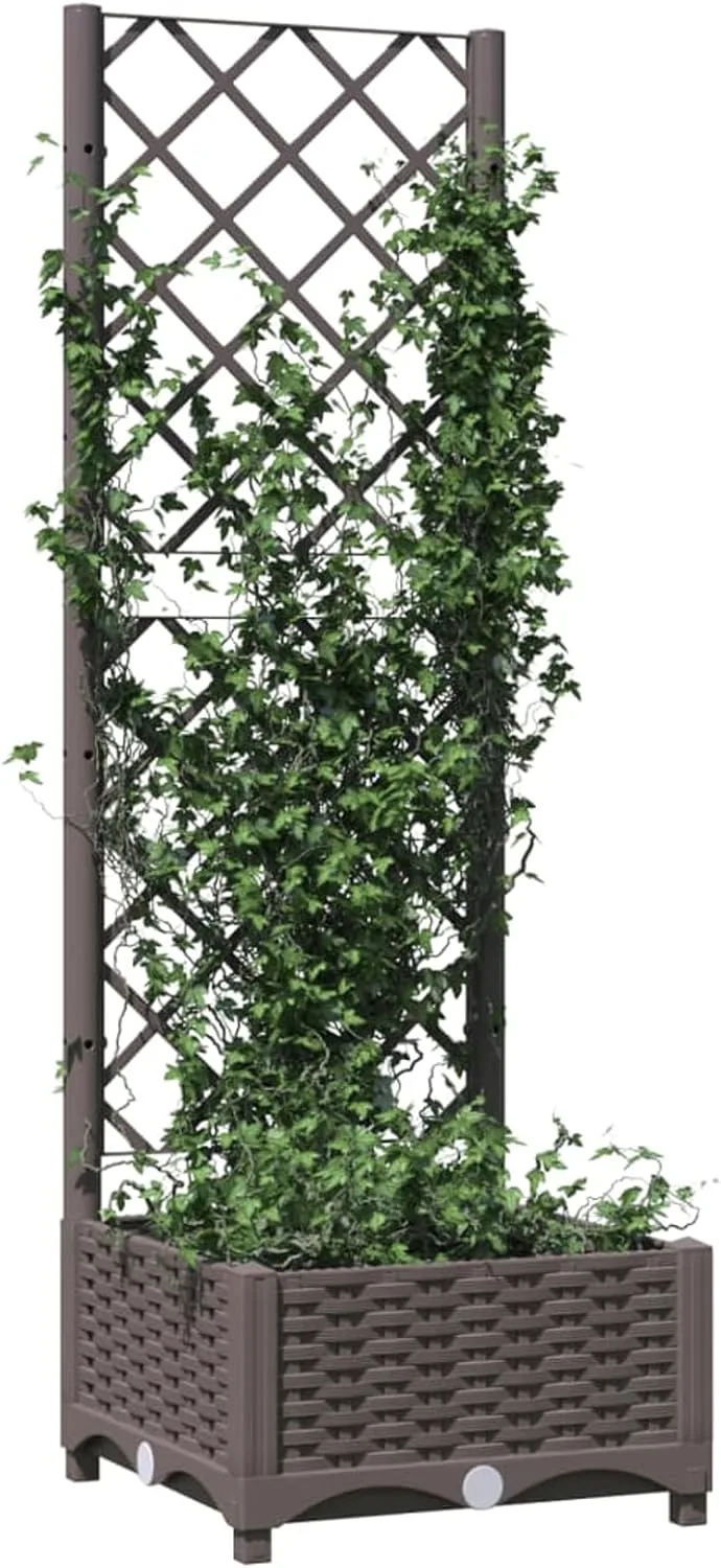 WGYHOME Pflanzkübel mit Rankgitter Braun 40x40x121,5 cm PP Hochbeet für Gemüse extra groß Gemüsebeet Pflanzkübel Frühbeet Gartenbeet Pflanzkübel Blumenkasten für Garten Balkon und Terrasse – Bild 1