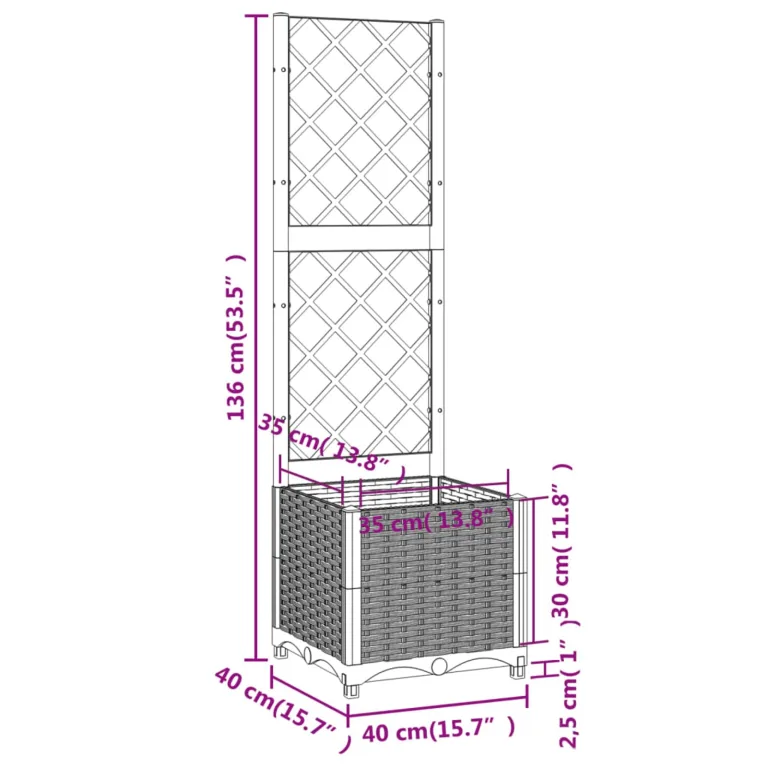 WGYHOME Pflanzkübel mit Rankgitter Braun 40x40x136 cm PP Hochbeet für Gemüse extra groß Gemüsebeet Pflanzkübel Frühbeet Gartenbeet Pflanzkübel Blumenkasten für Garten Balkon und Terrasse – Bild 6