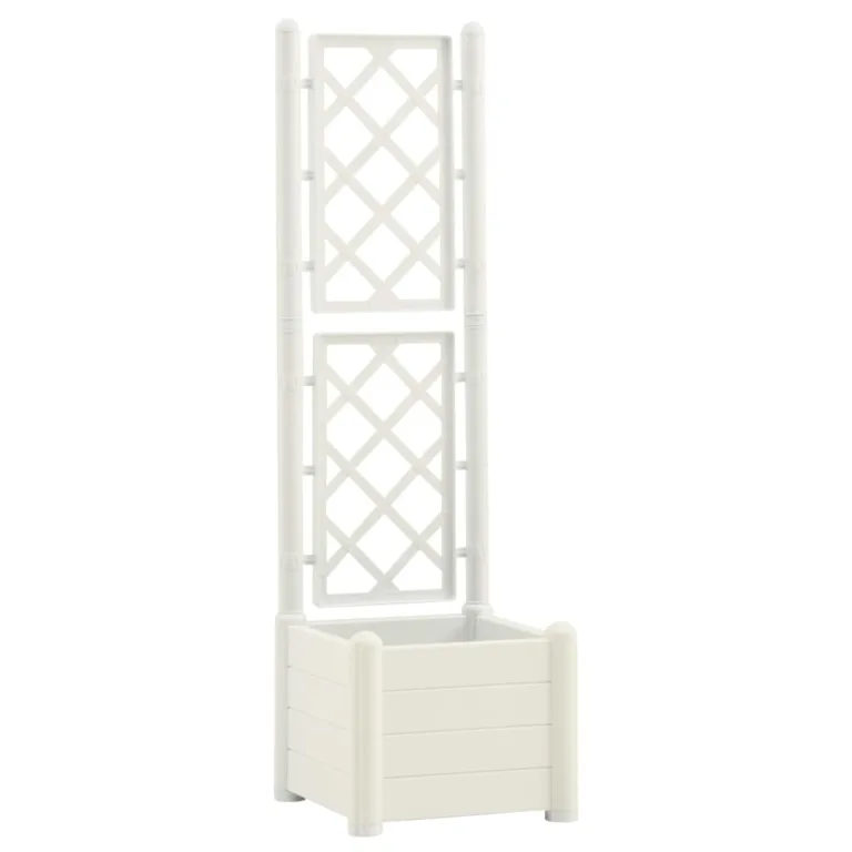 WGYHOME Pflanzkübel mit Spalier 43x43x142 cm PP Weiß Hochbeet für Gemüse extra groß Gemüsebeet Pflanzkübel Frühbeet Gartenbeet Pflanzkübel Blumenkasten für Garten Balkon und Terrasse – Bild 1