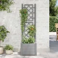 WGYHOME Pflanzkübel mit Spalier 100x43x142 cm PP Steingrau Hochbeet für Gemüse extra groß Gemüsebeet Pflanzkübel Frühbeet Gartenbeet Pflanzkübel Blumenkasten für Garten Balkon und Terrasse - Thumbnail 8