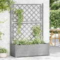 WGYHOME Pflanzkübel mit Spalier 100x43x142 cm PP Steingrau Hochbeet für Gemüse extra groß Gemüsebeet Pflanzkübel Frühbeet Gartenbeet Pflanzkübel Blumenkasten für Garten Balkon und Terrasse - Thumbnail 1