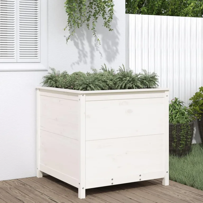 WGYHOME Pflanzkübel Weiß 40x40x39 cm Massivholz Kiefer Hochbeet für Gemüse extra groß Gemüsebeet Pflanzkübel Frühbeet Gartenbeet Pflanzkübel Blumenkasten für Garten Balkon und Terrasse – Bild 10