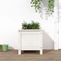 WGYHOME Pflanzkübel Weiß 40x40x39 cm Massivholz Kiefer Hochbeet für Gemüse extra groß Gemüsebeet Pflanzkübel Frühbeet Gartenbeet Pflanzkübel Blumenkasten für Garten Balkon und Terrasse - Thumbnail 1