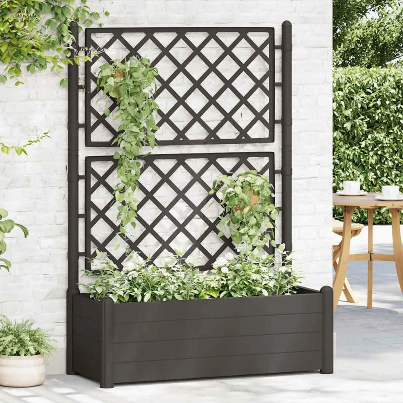 WGYHOME Pflanzkübel mit Spalier 100x43x142 cm PP Anthrazit Hochbeet für Gemüse extra groß Gemüsebeet Pflanzkübel Frühbeet Gartenbeet Pflanzkübel Blumenkasten für Garten Balkon und Terrasse - Bild 1