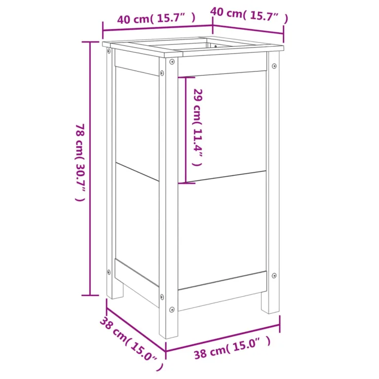 WGYHOME Pflanzkübel Weiß 40x40x78 cm Massivholz Kiefer Hochbeet für Gemüse extra groß Gemüsebeet Pflanzkübel Frühbeet Gartenbeet Pflanzkübel Blumenkasten für Garten Balkon und Terrasse – Bild 7