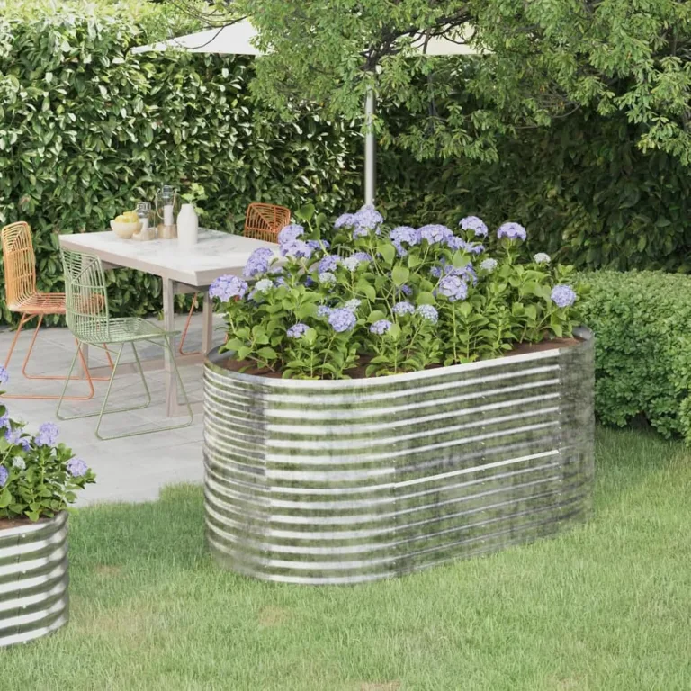 WGYHOME Hochbeet Verzinkter Stahl 152x80x68 cm Silbern Hochbeet für Gemüse extra groß Gemüsebeet Pflanzkübel Frühbeet Gartenbeet Pflanzkübel Blumenkasten für Garten Balkon und Terrasse – Bild 2