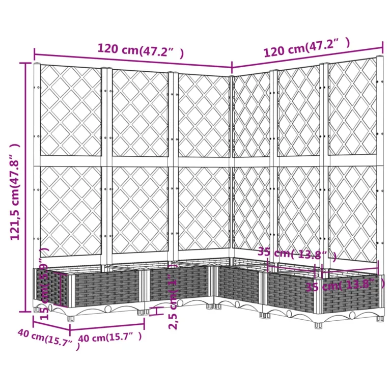WGYHOME Pflanzkübel mit Rankgitter Braun 120x120x121,5 cm PP Hochbeet für Gemüse extra groß Gemüsebeet Pflanzkübel Frühbeet Gartenbeet Pflanzkübel Blumenkasten für Garten Balkon und Terrasse – Bild 6