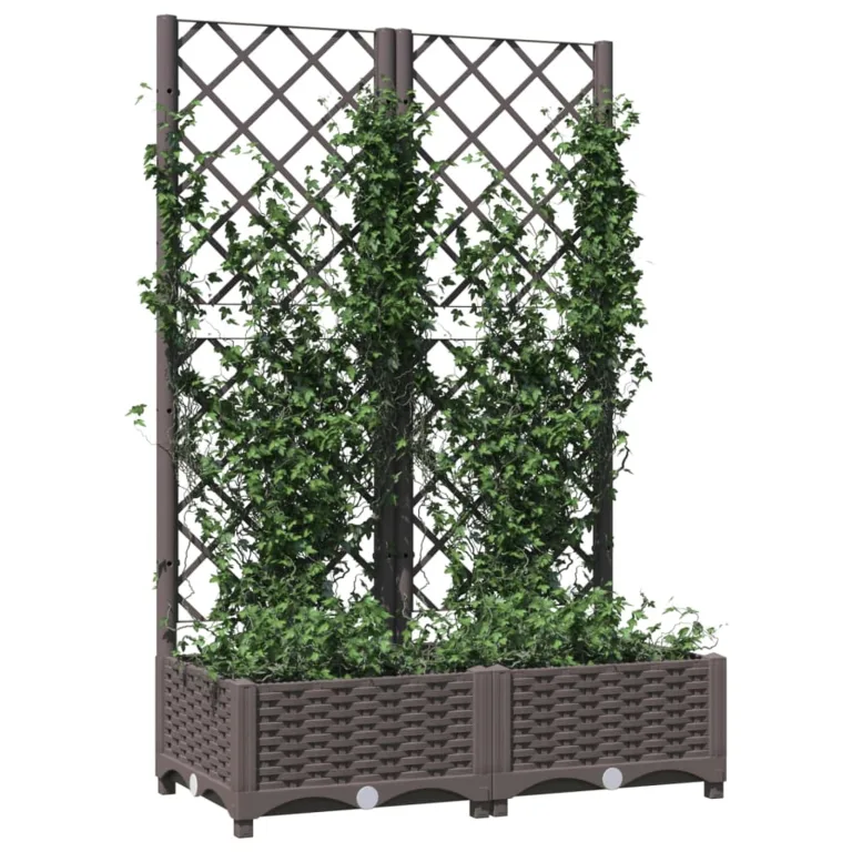 WGYHOME Pflanzkübel mit Rankgitter Braun 120x120x121,5 cm PP Hochbeet für Gemüse extra groß Gemüsebeet Pflanzkübel Frühbeet Gartenbeet Pflanzkübel Blumenkasten für Garten Balkon und Terrasse – Bild 8