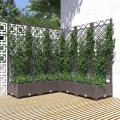WGYHOME Pflanzkübel mit Rankgitter Braun 120x120x121,5 cm PP Hochbeet für Gemüse extra groß Gemüsebeet Pflanzkübel Frühbeet Gartenbeet Pflanzkübel Blumenkasten für Garten Balkon und Terrasse - Thumbnail 2