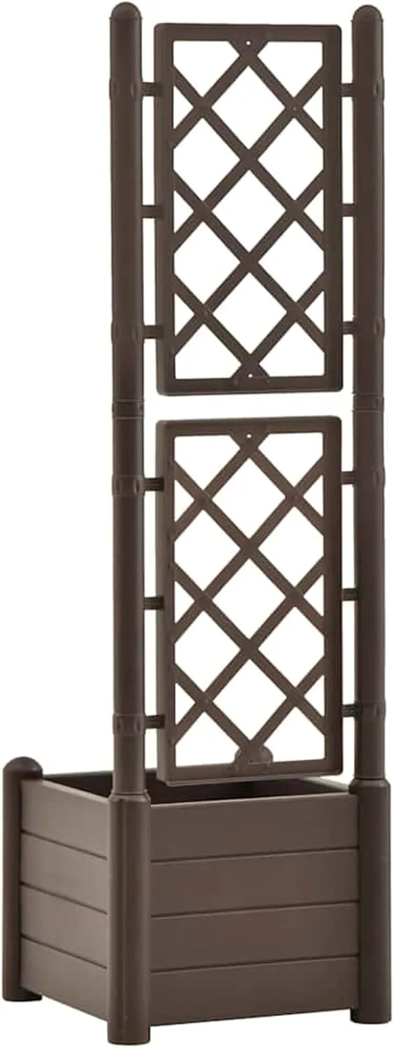 WGYHOME Pflanzkübel mit Spalier 43x43x142 cm PP Mokka Hochbeet für Gemüse extra groß Gemüsebeet Pflanzkübel Frühbeet Gartenbeet Pflanzkübel Blumenkasten für Garten Balkon und Terrasse – Bild 5