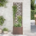WGYHOME Pflanzkübel mit Spalier 43x43x142 cm PP Mokka Hochbeet für Gemüse extra groß Gemüsebeet Pflanzkübel Frühbeet Gartenbeet Pflanzkübel Blumenkasten für Garten Balkon und Terrasse - Thumbnail 1